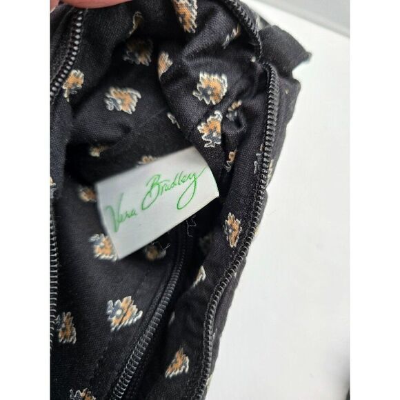 Vera Bradley Quilted Shoulder Bag & Wallet Set - Floral Pattern Zip Closure Blac - Picture 4 of 5